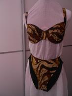 Dames bikini - print voorkant - zwarte achterkant, Ophalen of Verzenden, Zo goed als nieuw, Overige kleuren, Bikini