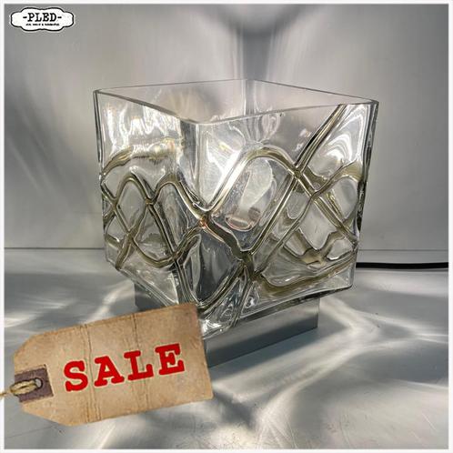 Vintage glazen plafondlamp - Seventies - Glas - SALE!, Huis en Inrichting, Lampen | Plafondlampen, Gebruikt, Glas, Metaal, Ophalen of Verzenden
