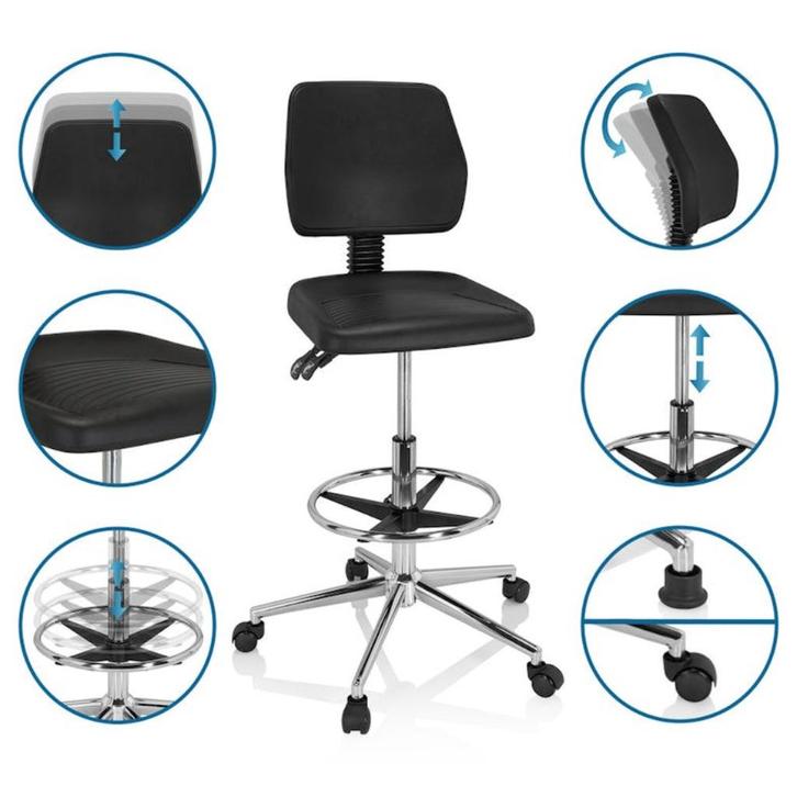 Werkstoel/Werkkruk van TOP WORK 11. Nieuw in doos!, Huis en Inrichting, Bureaustoelen, Nieuw, Bureaustoel, Zwart, Ergonomisch