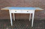 Brocante tafel.Wit met grijs gemêleerd blad., Antiek en Kunst, Curiosa en Brocante, Ophalen