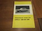 Vraagbaak Simca 1300, Simca 1500 vanaf 1963, Ophalen of Verzenden