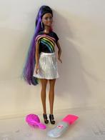 Barbie met regenboog haar en glitterkam, Ophalen of Verzenden, Zo goed als nieuw, Barbie