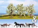 NOCH 94003: decoratieset paarden en fruitbomen, Hobby en Vrije tijd, Modeltreinen | H0, Nieuw, Overige merken, Gelijkstroom of Wisselstroom
