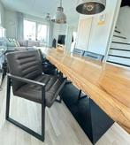 4 Stoelen – Lederlook – Industrieel – Comfortabel & Stevig, Ophalen, Gebruikt, 100 tot 150 cm, Vierkant