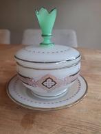 Antieke Bonbonnière met Deksel en Schotel, Ophalen of Verzenden