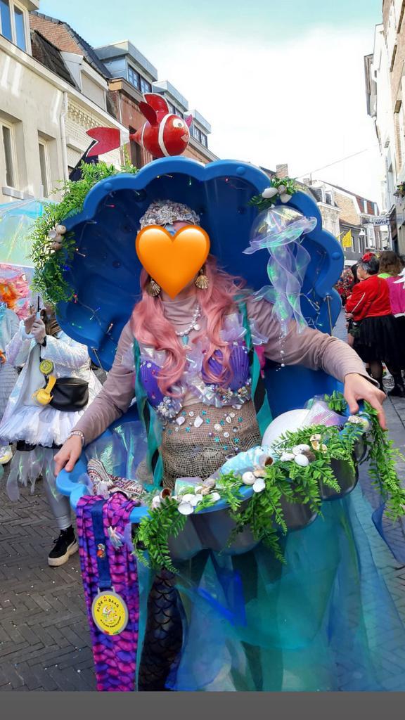 Carnavalspak zeemeermin met schelp, Kleding | Dames, Carnavalskleding en Feestkleding, Zo goed als nieuw, Carnaval, Ophalen