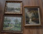 3 schilderijen, olieverf, ingelijst in klassieke lijsten., Antiek en Kunst, Kunst | Schilderijen | Klassiek, Ophalen of Verzenden