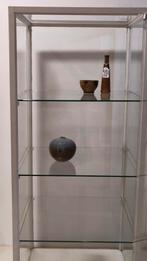 Witte metalen moderne Vitrinekast met glas van 60x60x145cm, Ophalen, Met deur(en), 100 tot 150 cm, 50 tot 100 cm