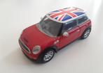 Norev Mini Cooper S rood met Union Jack dak 1:64 Engels, Ophalen of Verzenden, Zo goed als nieuw, Auto