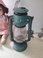 antieke stormlamp aparte kleur blauw/groen foto 1 t/m 4, Antiek en Kunst, Ophalen of Verzenden