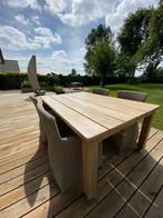 Eiken tuintafel met 4stoelen en afdekhoes, Tuin en Terras, Tuintafels, Ophalen, Zo goed als nieuw, Rechthoekig, Hout