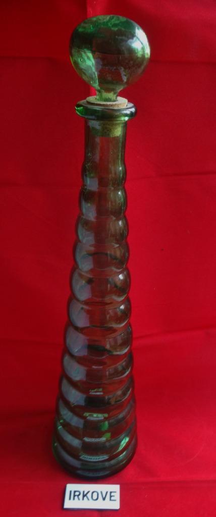 GROENE RETRO FLES * Glas * 2 STUKS! *, Antiek en Kunst, Antiek | Glas en Kristal, Verzenden