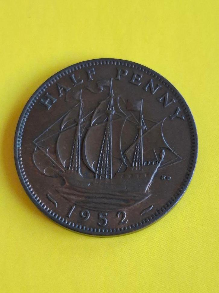 1952 Engeland half penny in brons George VI, Postzegels en Munten, Munten | Europa | Niet-Euromunten, Losse munt, Overige landen
