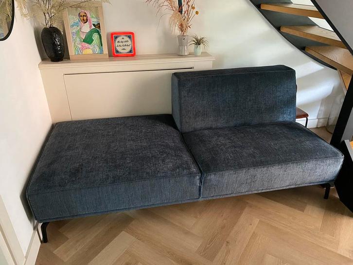 Donkerblauwe bank Löwik Meubelen, Huis en Inrichting, Banken | Sofa's en Chaises Longues, Zo goed als nieuw, Driepersoons, 150 tot 200 cm