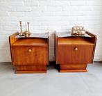 Vintage set nachtkastjes, Huis en Inrichting, Gebruikt, Hout, Ophalen