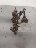 Antieke grote bronzen cupido engelen wandlamp, Antiek en Kunst, Antiek | Lampen, Ophalen of Verzenden