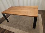 Eikenhouten eettafel met ijzeren U-poten te koop!, Ophalen, Eikenhout, 50 tot 100 cm, Zo goed als nieuw