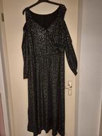Zwarte lange avondjurk met zilveren glitters, Galajurk, Zwart, Maat 46/48 (XL) of groter, Nieuw