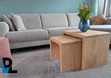 "Cube" salontafelset – Tijdloos design in massief eiken beschikbaar voor biedingen