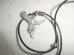 Touwtjes ketting met ijzeren hanger van een man met vleugels, Overige materialen, Ophalen of Verzenden, Zilver, Gebruikt