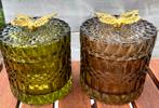 2 glazen mooie potten met metalen vlinders, Ophalen of Verzenden, Zo goed als nieuw