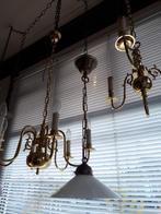 Hanglamp Melkglas kap aan ijzeren sierlijke schakelketting, Antiek, Gebruikt, N.v.t., N.v.t.
