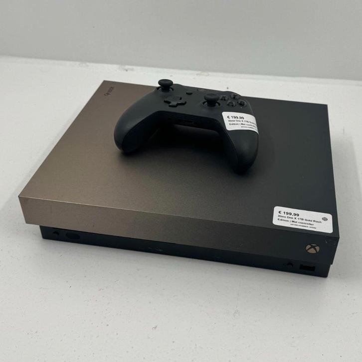 Xbox One X 1TB Gold Rush Edition | Met controller, Spelcomputers en Games, Spelcomputers | Xbox One, Zo goed als nieuw, Xbox One X