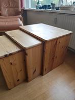 Houten bijzettafeltjes, Huis en Inrichting, Tafels | Bijzettafels, Ophalen of Verzenden, Zo goed als nieuw, Rechthoekig, Minder dan 55 cm