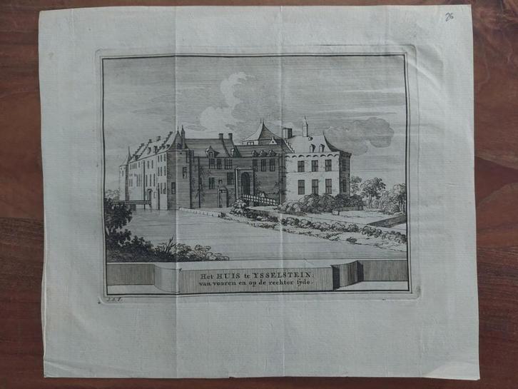 26 / Huis te IJsselstein - Originele gravure uit 1736, Antiek en Kunst, Kunst | Etsen en Gravures, Ophalen of Verzenden