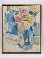 Schilderij olieverf doek rozen in vaas Elisabeth Holmquist, Antiek en Kunst, Kunst | Schilderijen | Klassiek, Ophalen