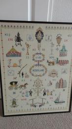 Grote lijst geborduurd 87/64 cm merklap oud hollands, Ophalen, Gebruikt