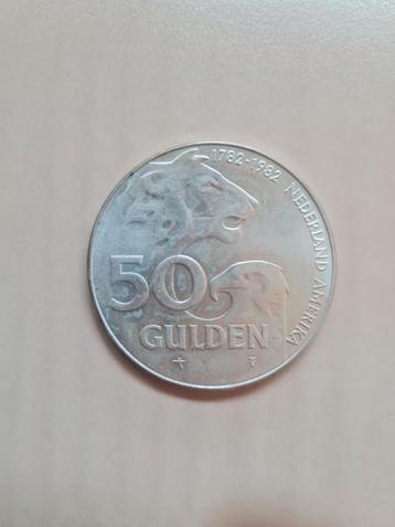 2x 50 gulden munt zilver 