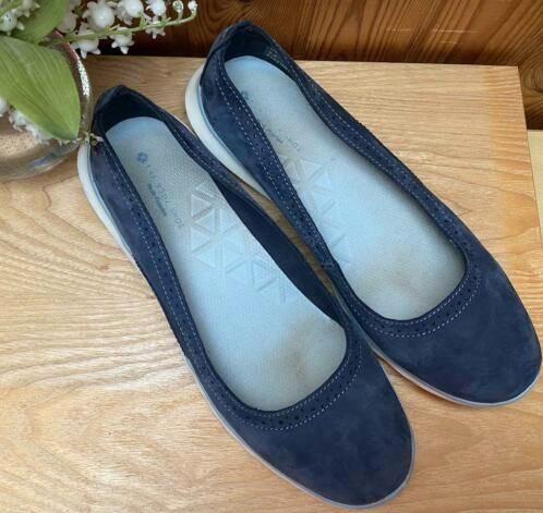 Hush Puppies maat 40, Kleding | Dames, Schoenen, Zo goed als nieuw, Instappers, Blauw, Ophalen of Verzenden