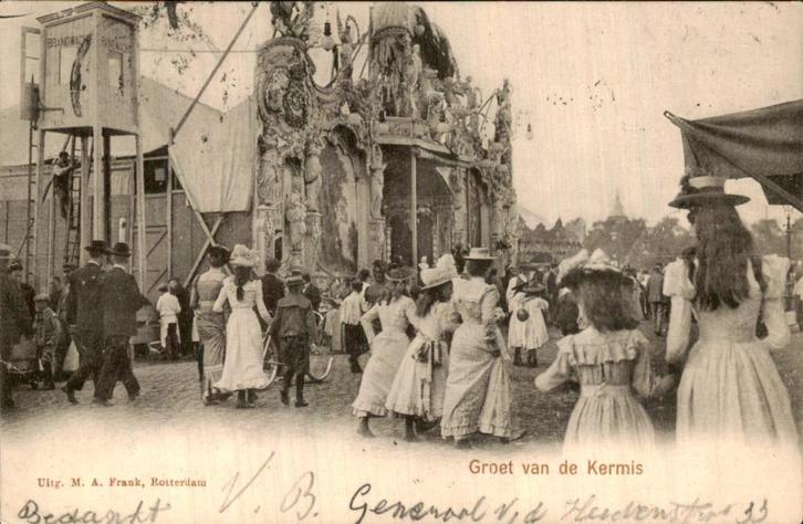 Rotterdam - Kermis - Groet van de Kermis, Verzamelen, Ansichtkaarten | Nederland, Gelopen, Zuid-Holland, Voor 1920, Ophalen of Verzenden