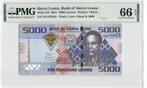 Sierra Leone 5000 Leones 2021 Unc PMG 66 EPQ, Ophalen of Verzenden, Midden-Amerika, Los biljet
