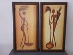 Vintage wanddecoratie met mooie houten lijst en afbeelding., Ophalen, Zo goed als nieuw