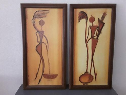 Vintage wanddecoratie met mooie houten lijst en afbeelding., Huis en Inrichting, Woonaccessoires | Wanddecoraties, Zo goed als nieuw