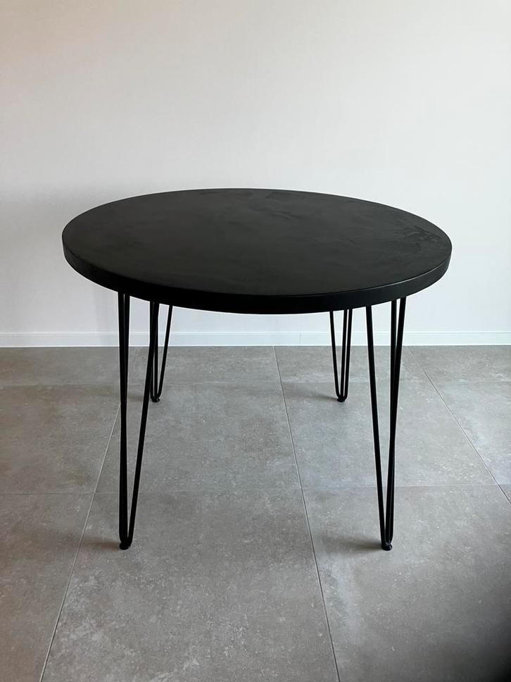 Eettafel Mortex zwart met haarspeldpoot, Huis en Inrichting, Tafels | Eettafels, Nieuw, 50 tot 100 cm, 50 tot 100 cm, Vier personen