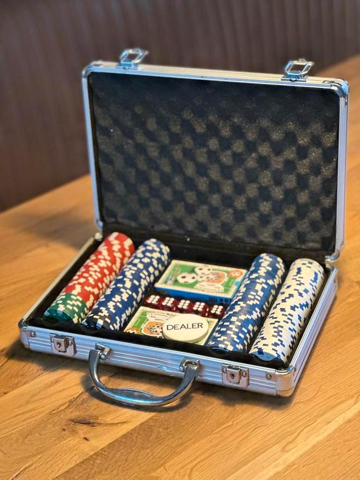 Poker Set met Koffer - Compleet!, Hobby en Vrije tijd, Gezelschapsspellen | Kaartspellen, Gebruikt, Ophalen of Verzenden