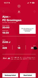 TKA: kaart Ajax vs Groningen vak 428, Tickets en Kaartjes, Eén persoon