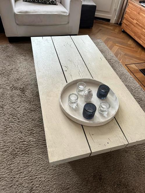 SALONTAFEL WITTE BALKEN - WEG IVM VERBOUWING, Huis en Inrichting, Tafels | Salontafels, Zo goed als nieuw, Minder dan 50 cm, 50 tot 100 cm