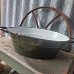 Mooie oude brocante emaille teil donkergroen met gouden biez, Antiek en Kunst, Antiek | Emaille, Ophalen of Verzenden