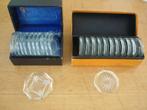 Set glazen onderzettertjes in originele doos (2 sets), Antiek en Kunst, Ophalen of Verzenden