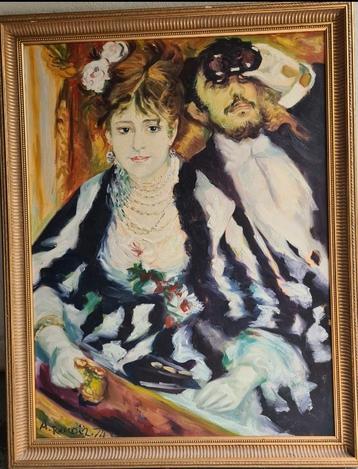 Franse school naar Renoir, La Loge. Schilderij op doek.