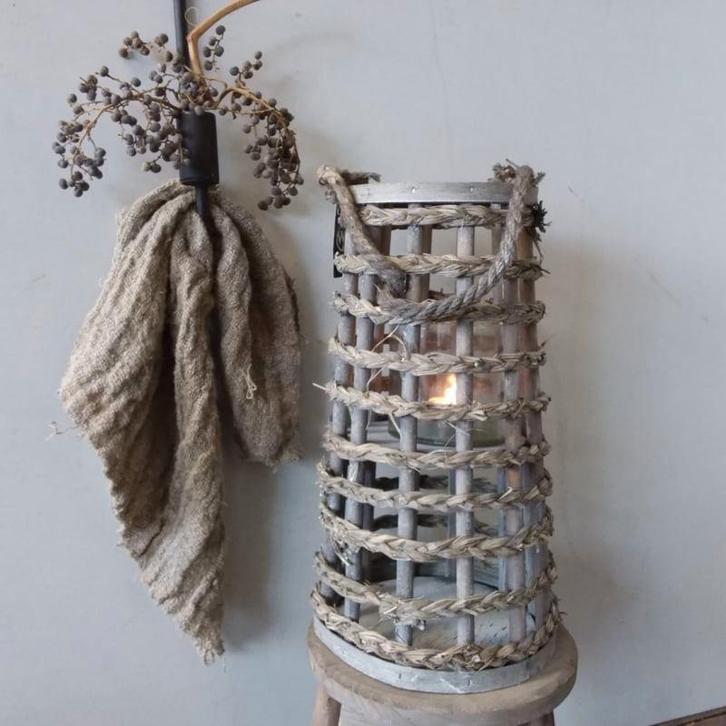 Lantaarn / Windlicht / Zeegras / Tuin/ Terras/ Homestyling, Huis en Inrichting, Woonaccessoires | Overige, Nieuw, Ophalen of Verzenden