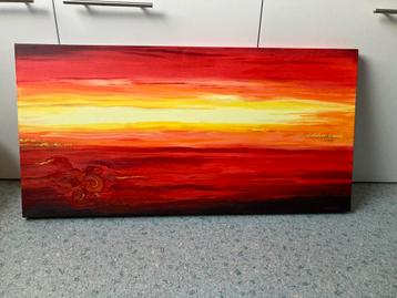 Abstract schilderij in opdracht gemaakt rood geel oranje beschikbaar voor biedingen