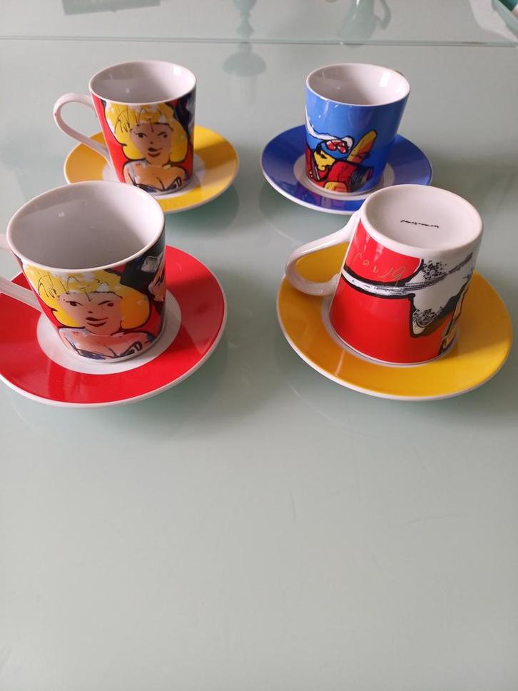 Vintage Herman Brood koffiebeker en schotel NIEUW STAAT, Antiek en Kunst, Kunst | Designobjecten, Ophalen of Verzenden