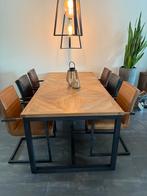 Eettafel met 6 stoelen, Huis en Inrichting, Tafels | Eettafels, Ophalen, Gebruikt, 100 tot 150 cm, Vijf personen of meer