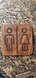 Houten Toiletbordje - Man & Vrouw - WC Bordje, Huis en Inrichting, Verzenden, Nieuw