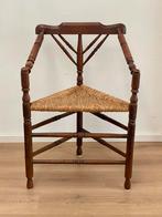 Vintage antiek boeren stoeltje met rieten zitting, Antiek en Kunst, Curiosa en Brocante, Ophalen of Verzenden